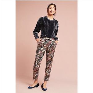 Anthropologie Maeve Jacquard Metallic Pants